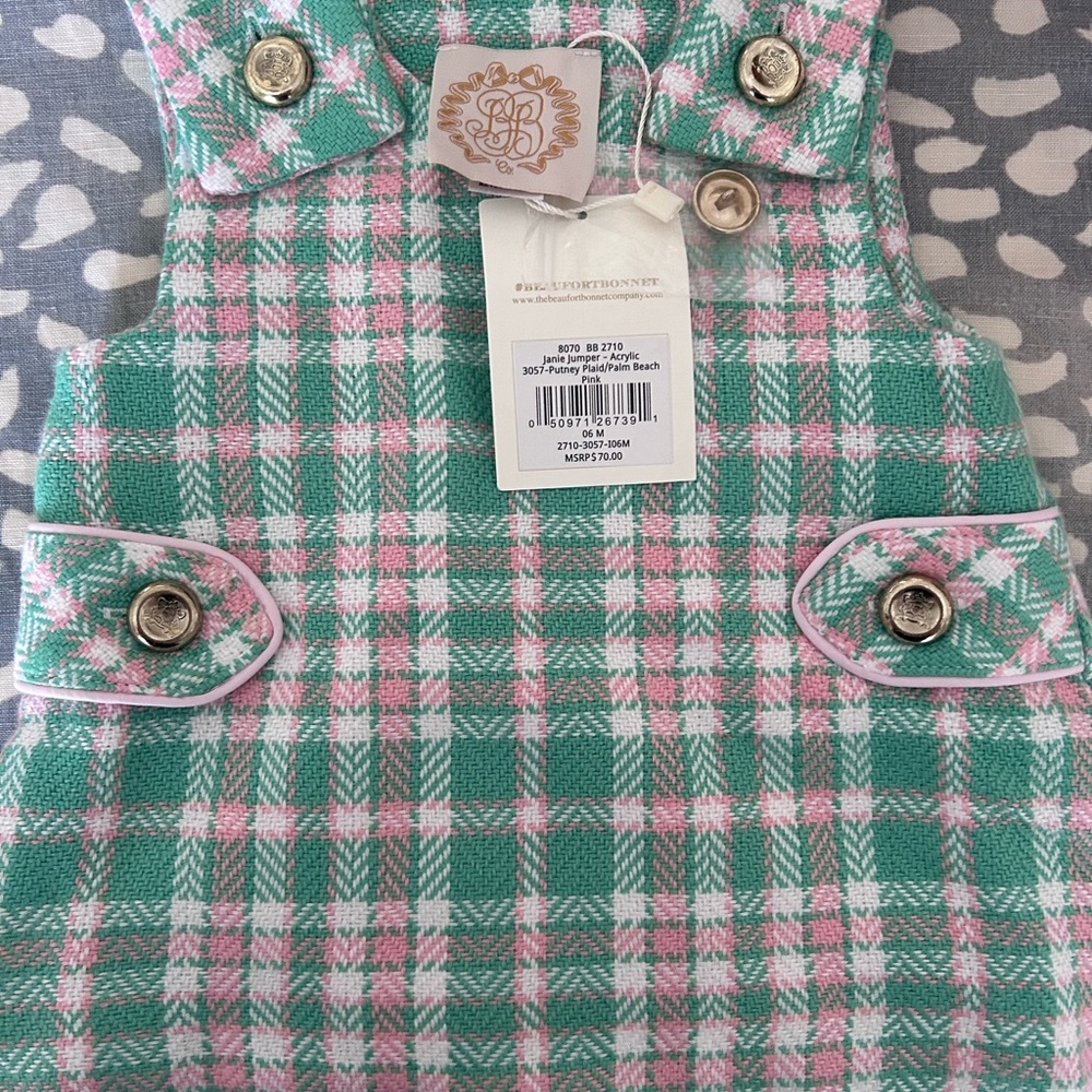 The Beaufort Bonnet Company Pink & Green Plaid Pinafore